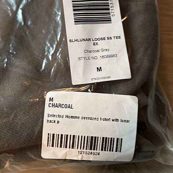 Selected Homme oversized t-shirt with lunar back print in dark gray M NWT IN PKG - Picture 6 of 7